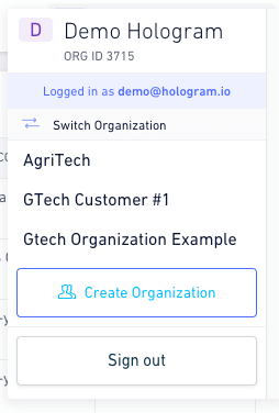 Account dropdown