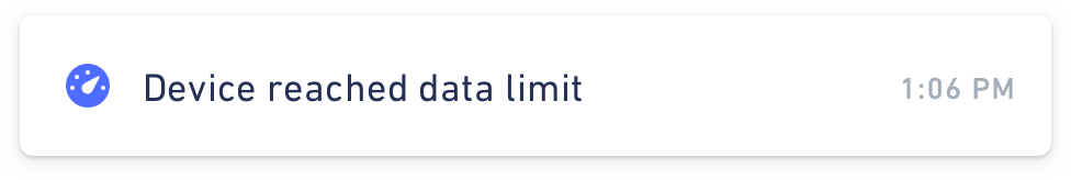 Notification about a device reaching a data limit