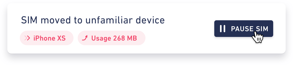 Notification about a SIM moving to a different device