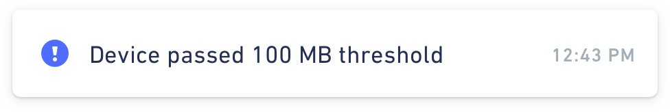 Notification about a device passing a data threshold